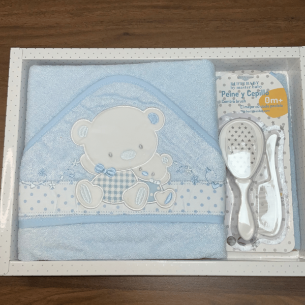 Set toalla con peine celeste