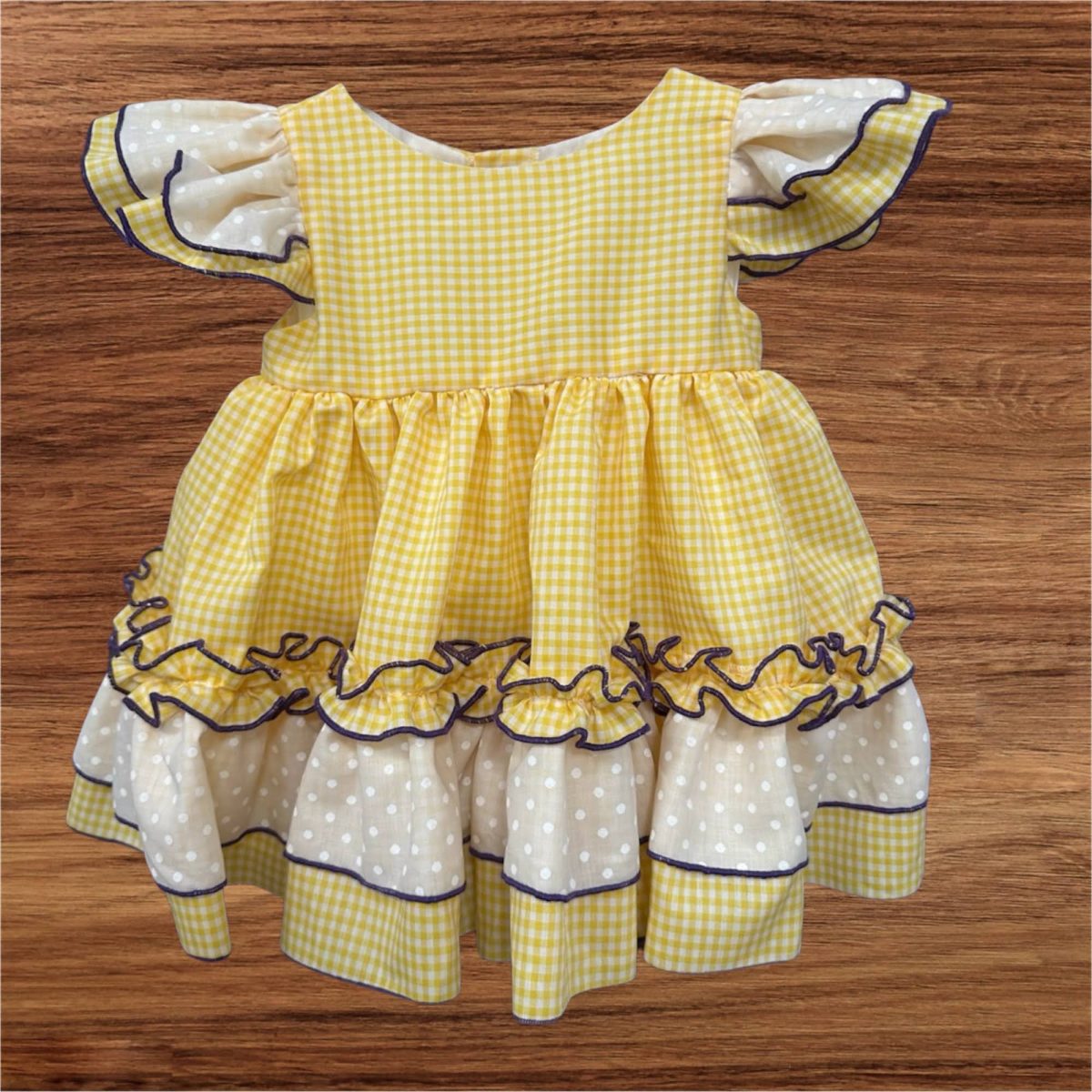 Traje Flamenca vichy amarillo - Imagen 1