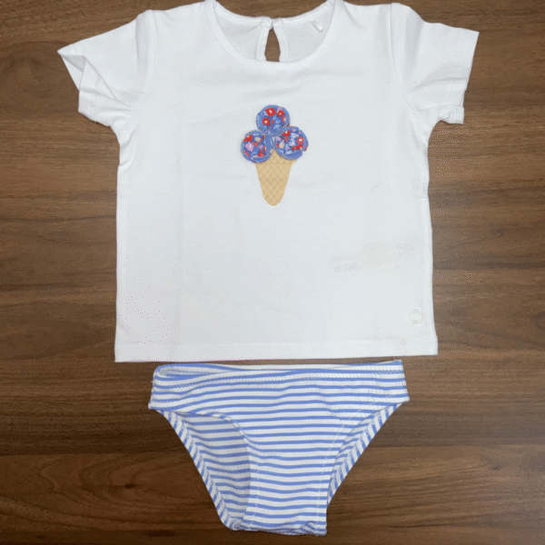 Conjunto camiseta de helado y braga bañador