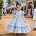 Traje flamenca vichy celeste