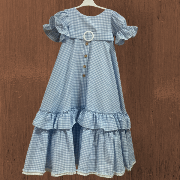 Traje Flamenca niña vichy celeste