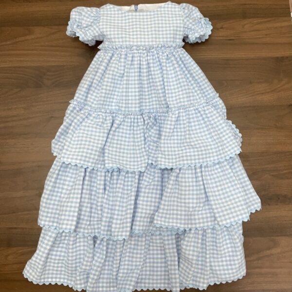 Traje Flamenca niña vichy celeste con trencillas