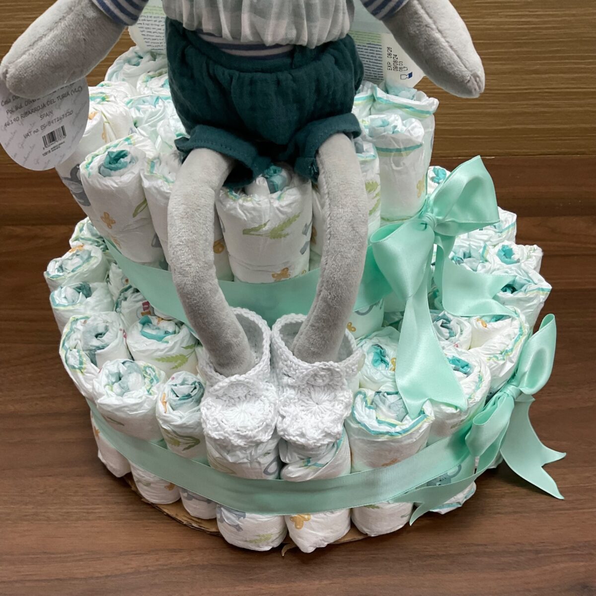 Tarta de pañales verde - Imagen 2