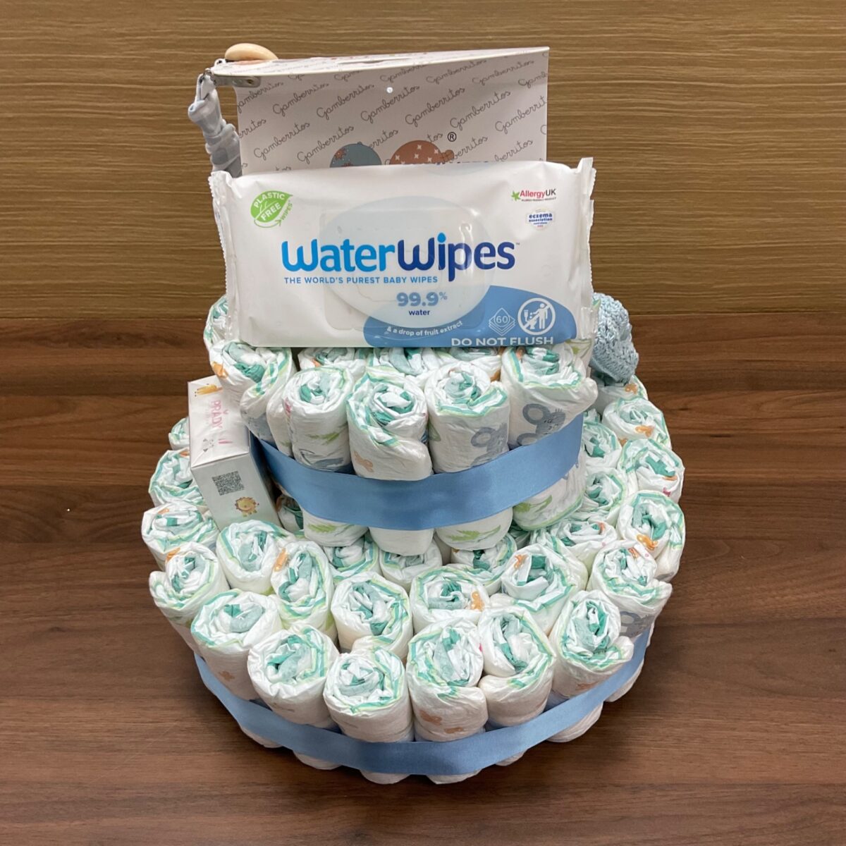 Tarta de pañales celeste - Imagen 3