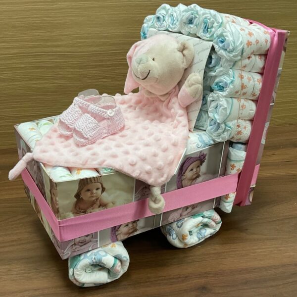 Carrito de pañales rosa