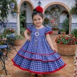 Traje flamenca vichy azul marino