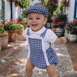 Ranita vichy azul marino con gorra