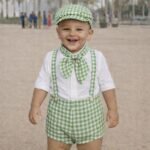 Conjunto niño Vichy Verde con Gorra
