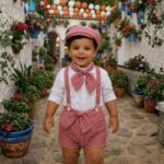 Conjunto niño Vichy Rojo con Gorra