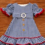 Traje flamenca vichy azul marino - Imagen 3