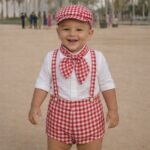 Conjunto niño Vichy Rojo con Gorra