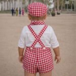 Conjunto niño Vichy Rojo con Gorra - Imagen 2
