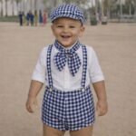 Conjunto niño Vichy Azul Marino con Gorra