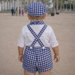 Conjunto niño Vichy Azul Marino con Gorra - Imagen 2