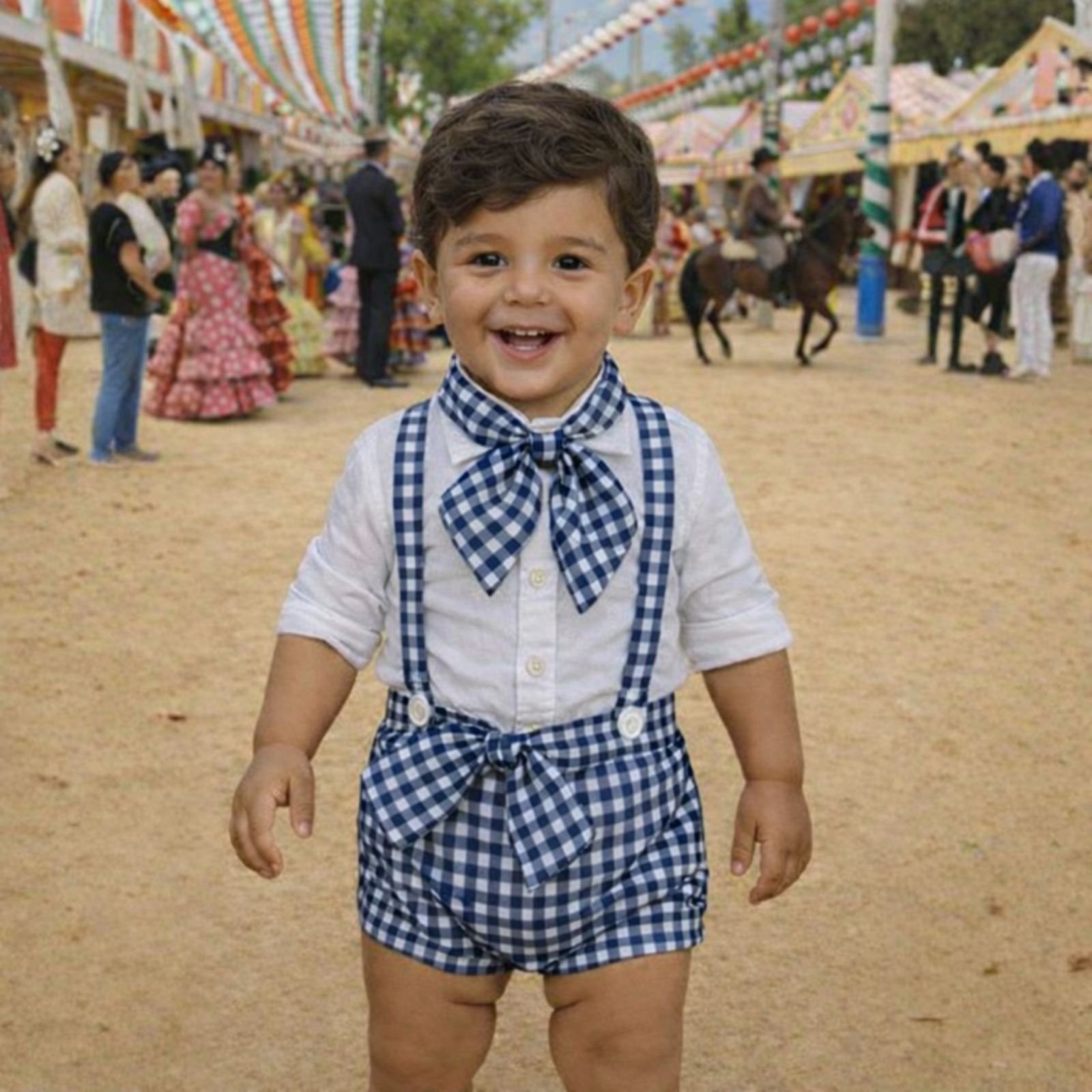 Copia de Fotos Web Ghana (76) Conjunto niño Vichy Azul Marino - Imagen 1