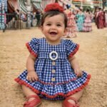 Traje flamenca vichy azul marino