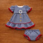 Traje flamenca vichy azul marino - Imagen 2