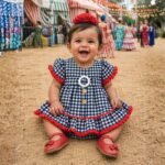 Traje flamenca vichy azul marino